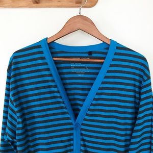 Jordan Craig Blue Striped Button Down Cardigan